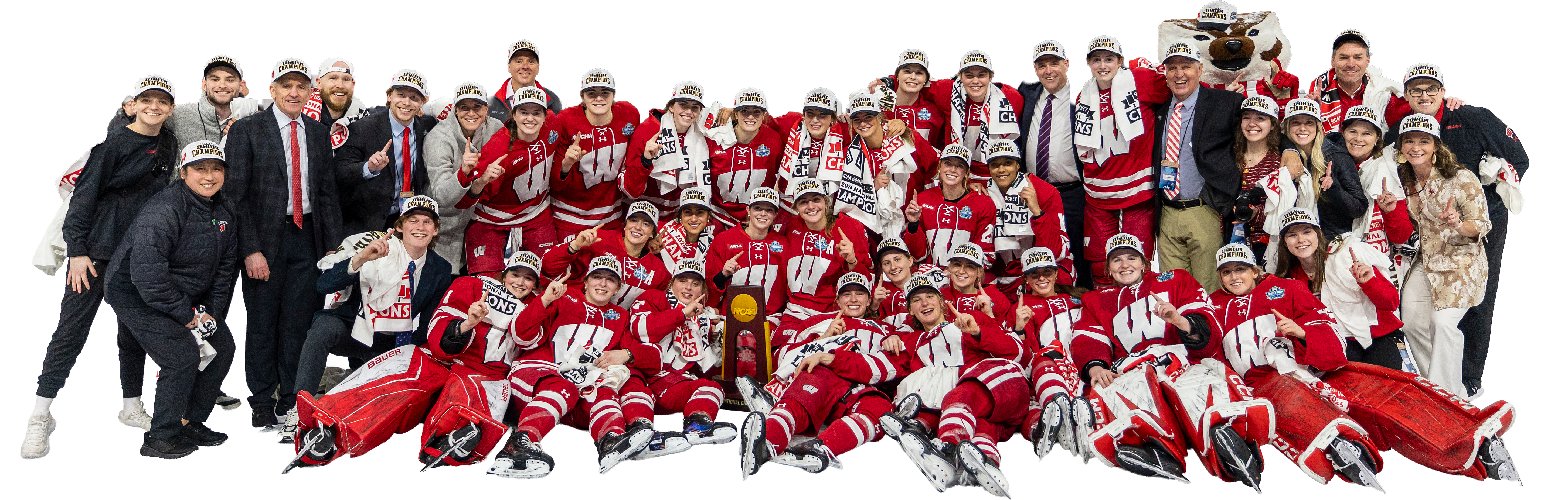The UW women's hockey team celebrating